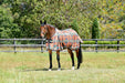 WeatherBeeta ComFiTec Essential Mesh II Standard Neck Fly Sheet (No Fill) in Western Sunset Print - On horse from side