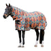 WeatherBeeta ComFiTec Essential Mesh II Combo Neck Fly Sheet (No Fill + Hood) in Western Sunset Print - On horse from side with white background