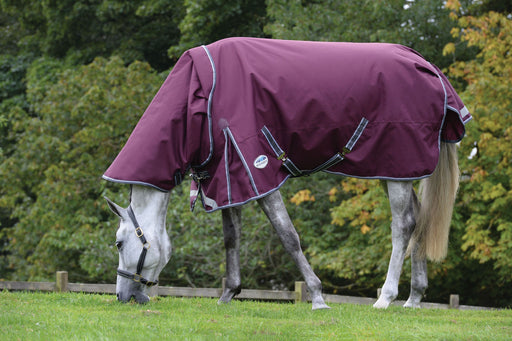 WeatherBeeta ComFiTec Plus Dynamic II Detach-A-Neck Turnout Blanket (220g Medium) in Maroon with Grey/White Trim