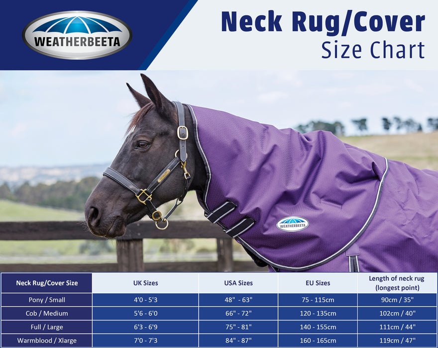 WeatherBeeta ComFiTec Neck Rug Size Chart