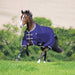 Shires Highlander Plus Standard Neck Turnout Sheet (0g Lite) in Navy - On Horse