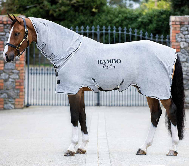Rambo MicroFiber Towelling Dry Rug - Grey with Silver Trim